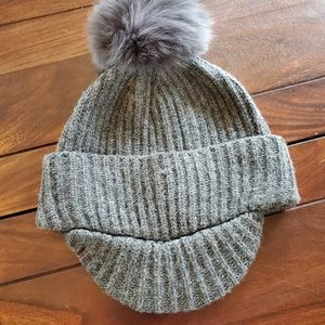 Michael Kors knit wool visor hat with pompom